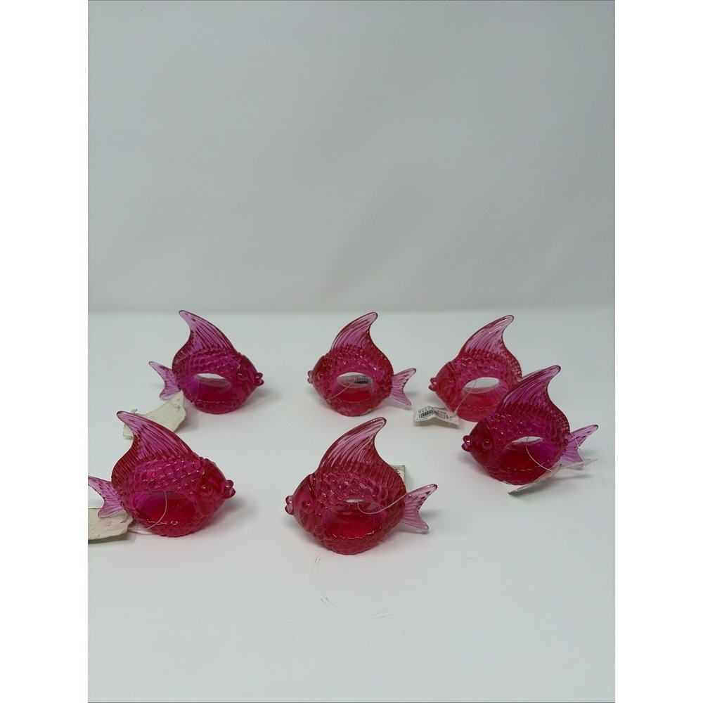 Acrylic Pink Angel Fish Napkin Holders Set Of 6 NWT Made In Taiwan READ‎ Desc